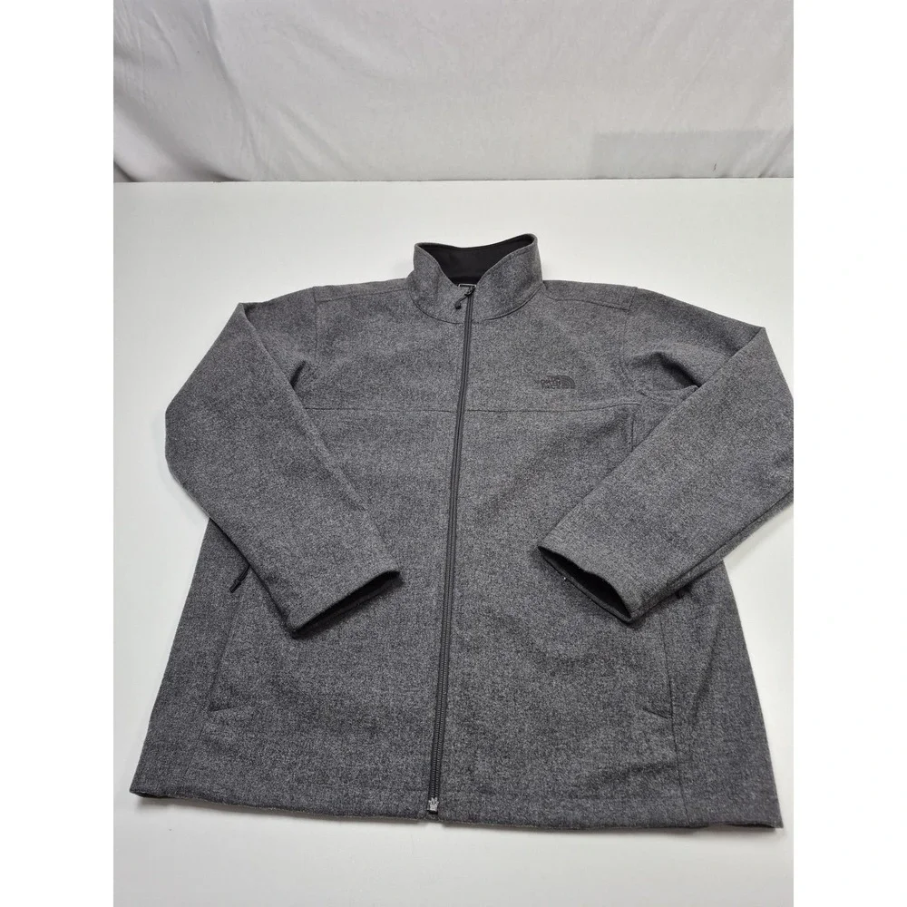 The North Face Jacket Mens L Gray Wool Fleece Full Zip Lined Windbreaker
